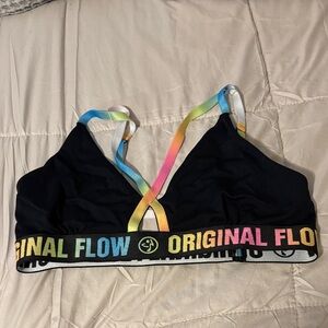 Zumba Fitness Black Bra with Rainbow Straps